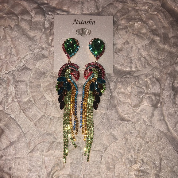 NEW Stunning Crystal Natasha Long Dangling Rhinestone Earrings - Picture 13 of 17